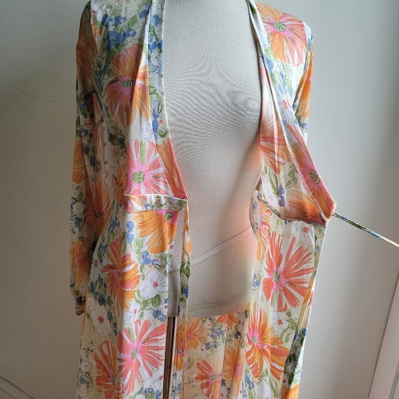 Rare Vtg OLGA Secret Wrap-Up Flower Burst Wrap Robe Small - Picture 4 of 11